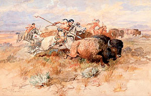 Bison-Jagd gemalt von Charles Russell 1897