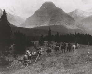 Prärie-Indianer bei der Verlegung ihres Lagers Indianer-Bilder - Prärieindianer verlegen ihren Lagerplatz